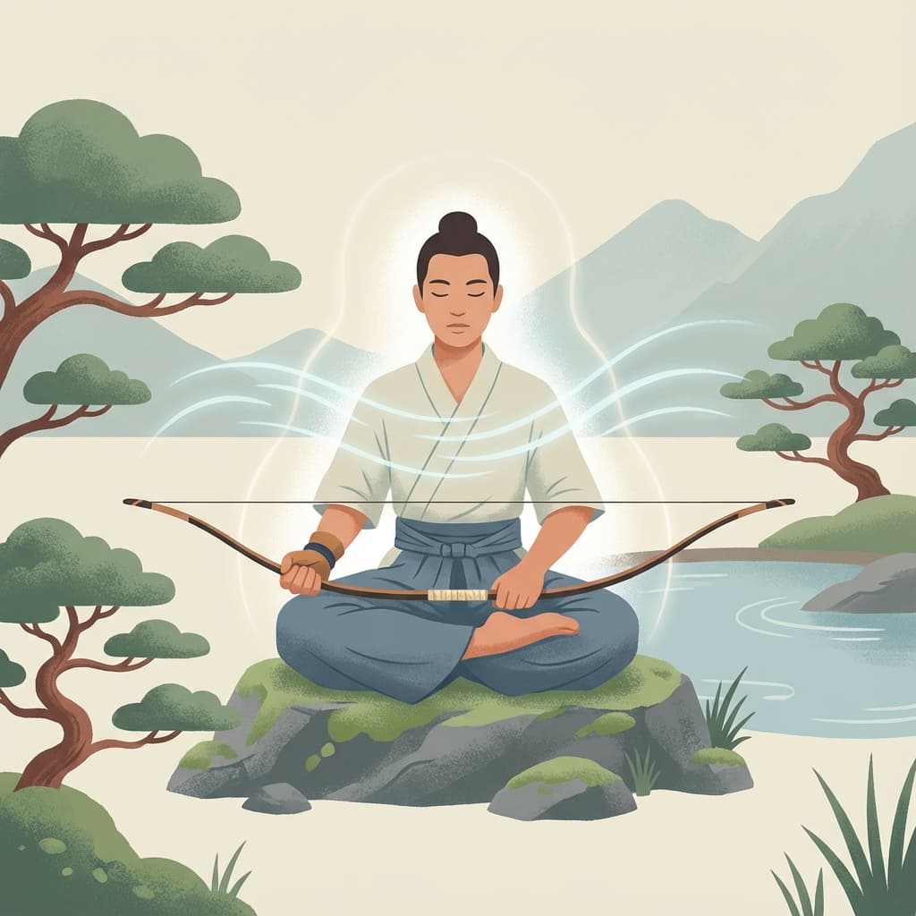 Archer practicing breathing and focus techniques